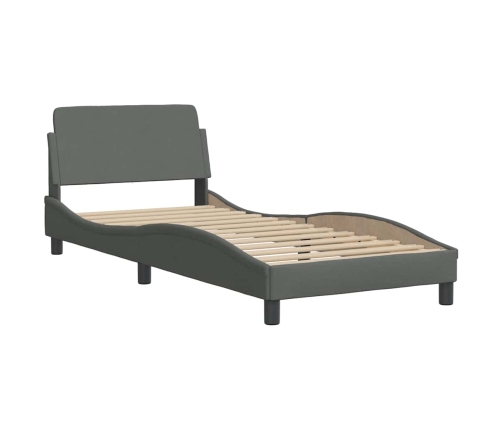 Estructura de cama sin colchón tela gris oscuro 90x190 cm