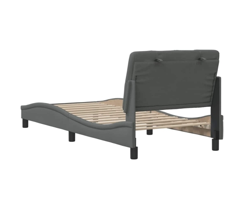 Estructura de cama sin colchón tela gris oscuro 90x190 cm