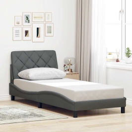 Estructura de cama sin colchón tela gris oscuro 90x190 cm