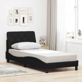 Estructura de cama sin colchón tela negro 90x190 cm