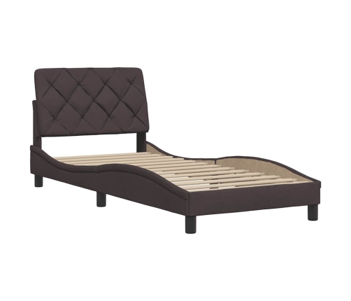 Estructura de cama sin colchón tela marrón oscuro 90x190 cm