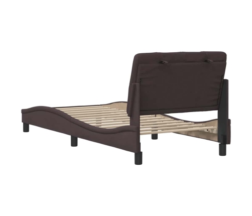 Estructura de cama sin colchón tela marrón oscuro 90x190 cm