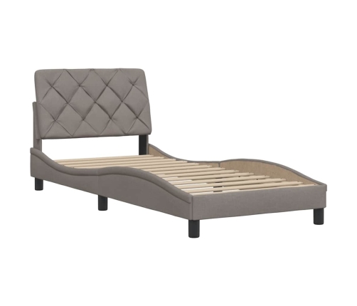 Estructura de cama sin colchón tela gris taupe 90x190 cm