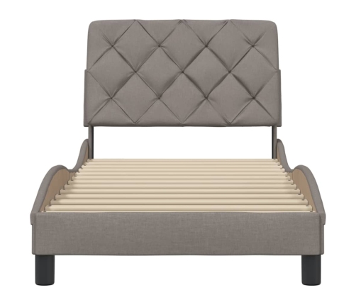 Estructura de cama sin colchón tela gris taupe 90x190 cm