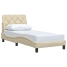 Estructura de cama sin colchón tela crema 90x190 cm