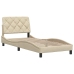 Estructura de cama sin colchón tela crema 90x190 cm