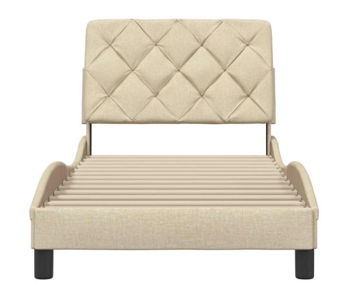 Estructura de cama sin colchón tela crema 90x190 cm