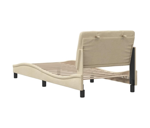 Estructura de cama sin colchón tela crema 90x190 cm
