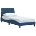 Estructura de cama sin colchón tela azul 90x190 cm