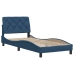 Estructura de cama sin colchón tela azul 90x190 cm