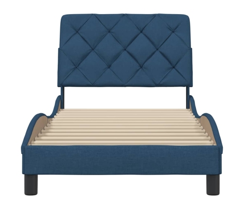 Estructura de cama sin colchón tela azul 90x190 cm