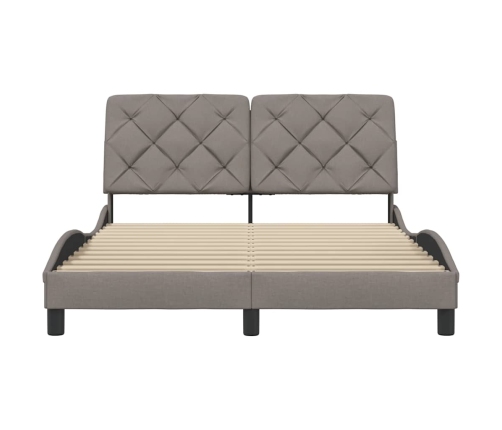 Cama sin colchón tela gris taupe 140x190 cm