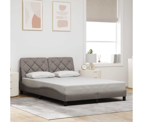 Cama sin colchón tela gris taupe 140x190 cm