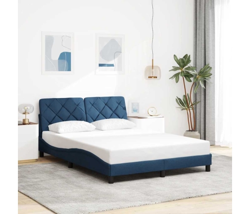 Cama sin colchón tela azul 140x190 cm