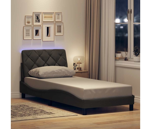 Estructura de cama con LED sin colchón gris oscuro 80x200 cm