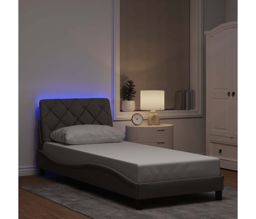 Estructura de cama con LED sin colchón tela taupe 80x200 cm