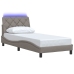 Estructura cama con LED sin colchón tela gris taupe 90x190 cm