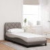 Estructura cama con LED sin colchón tela gris taupe 90x190 cm