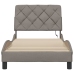 Estructura cama con LED sin colchón tela gris taupe 90x190 cm