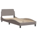 Estructura cama con LED sin colchón tela gris taupe 90x190 cm