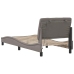 Estructura cama con LED sin colchón tela gris taupe 90x190 cm