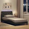 Estructura cama con LED sin colchón tela gris oscuro 90x200 cm