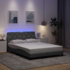 Estructura cama con LED sin colchón tela gris claro 120x200 cm