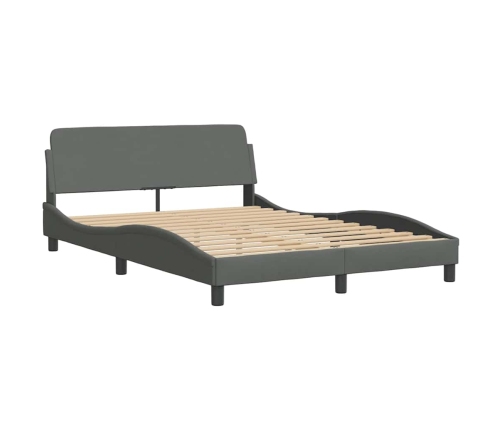 Estructura cama con LED sin colchón tela gris oscuro 140x190 cm