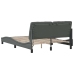 Estructura cama con LED sin colchón tela gris oscuro 140x190 cm