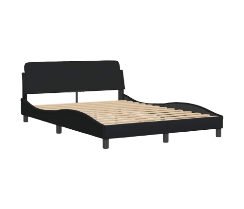 Estructura cama con LED sin colchón tela negro 140x190 cm