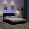 Estructura cama con LED sin colchón tela negro 140x190 cm