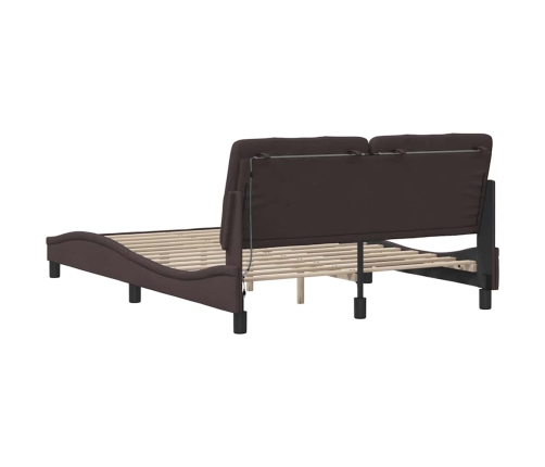 Estructura cama con LED sin colchón marrón oscuro 140x190 cm