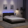 Estructura cama con LED sin colchón marrón oscuro 140x190 cm