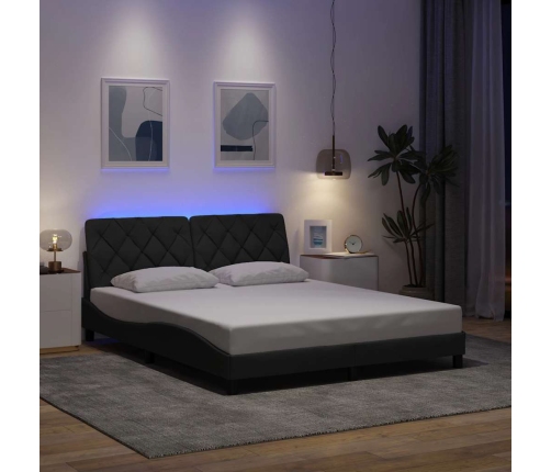 Estructura de cama con LED sin colchón gris oscuro 160x200 cm