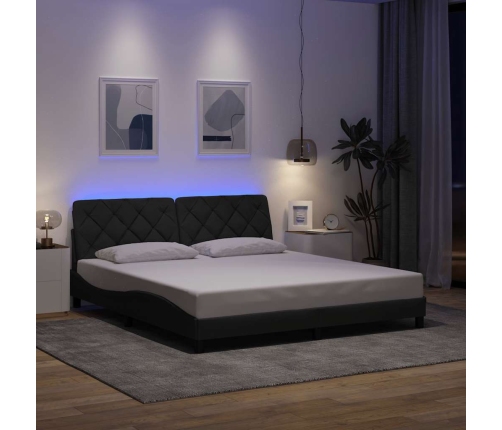 Estructura de cama con LED sin colchón gris oscuro 180x200 cm