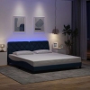 Estructura de cama con LED sin colchón tela azul 180x200 cm