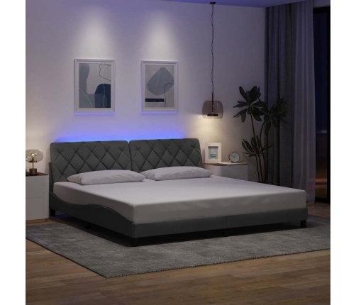 Estructura de cama con LED sin colchón gris claro 200x200 cm