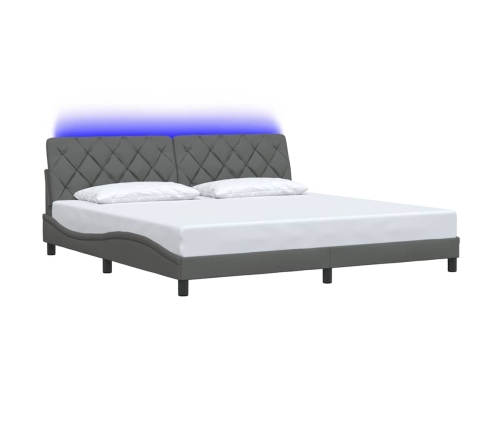 Estructura de cama con LED sin colchón gris oscuro 200x200 cm