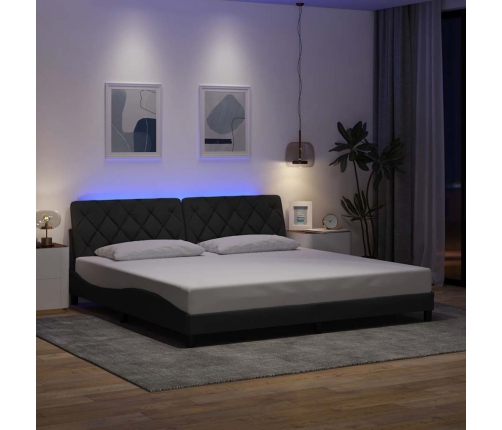 Estructura de cama con LED sin colchón gris oscuro 200x200 cm