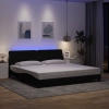 Estructura de cama con LED sin colchón tela negro 200x200 cm