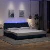 Estructura de cama con LED sin colchón tela azul 200x200 cm