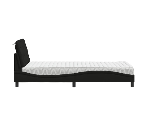 Cama con colchón tela negro 90x190 cm