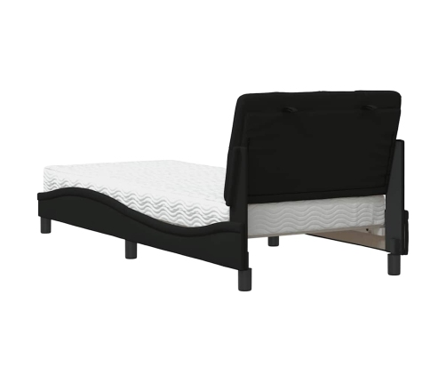 Cama con colchón tela negro 90x190 cm