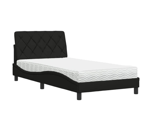 Cama con colchón tela negro 100x200 cm