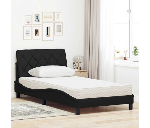 Cama con colchón tela negro 100x200 cm