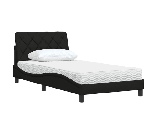 Cama con colchón tela negro 100x200 cm