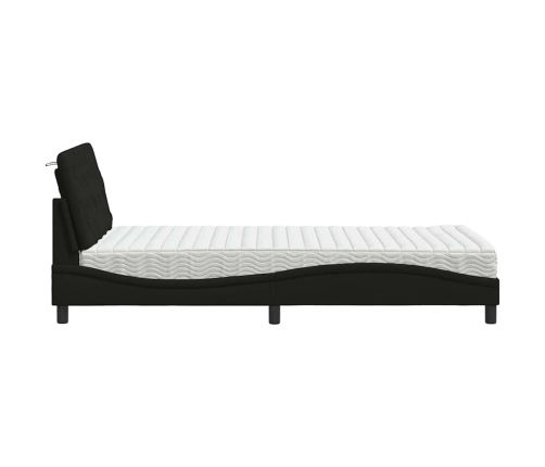 Cama con colchón tela negro 100x200 cm