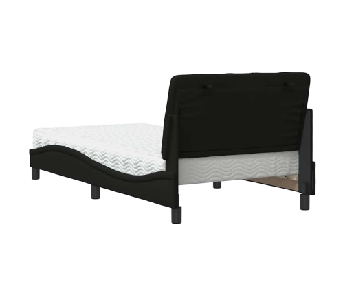 Cama con colchón tela negro 100x200 cm