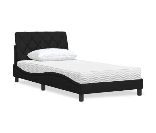Cama con colchón tela negro 100x200 cm