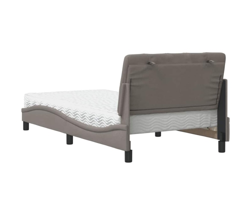 Cama con colchón tela gris taupe 100x200 cm